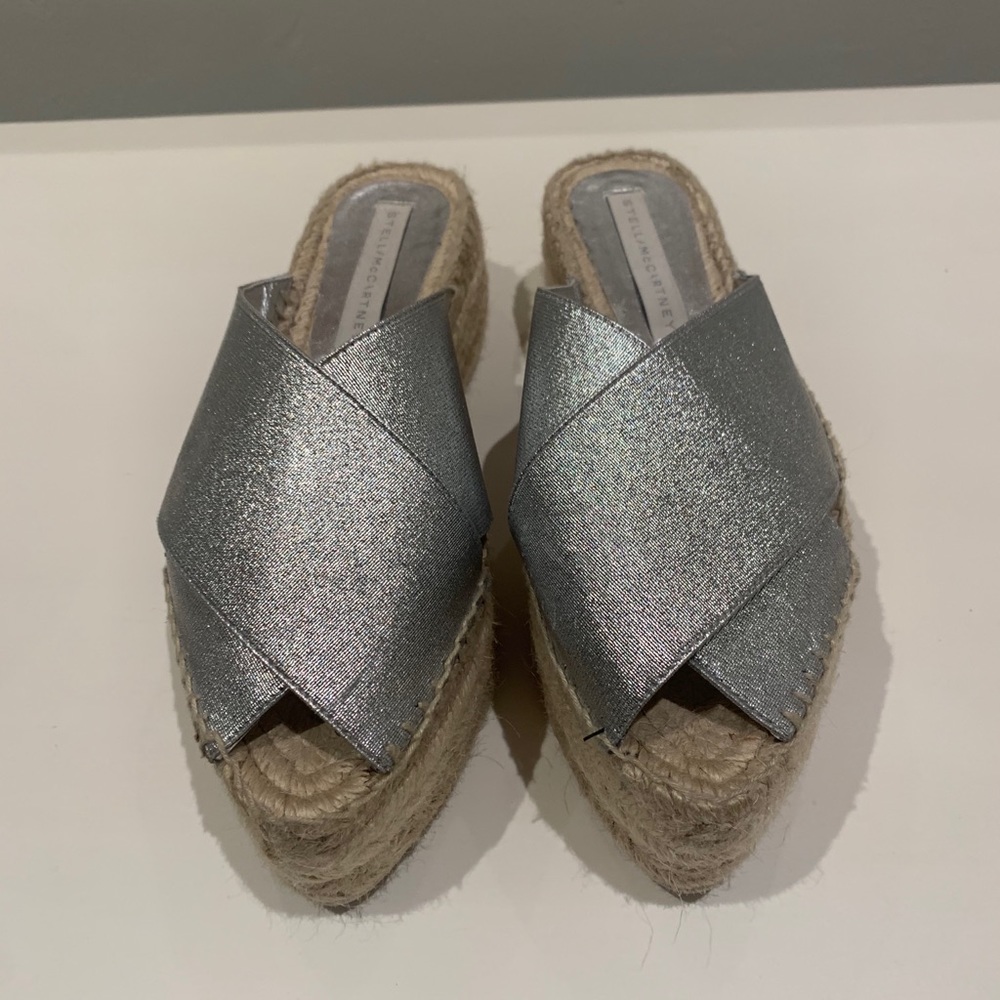 Stella McCartney Open Toe Silver Wedges size 37